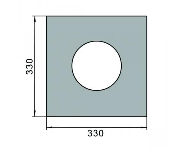 Шайба печная 330х330 мм D150 - нерж.сталь AISI 430 (2 мм)